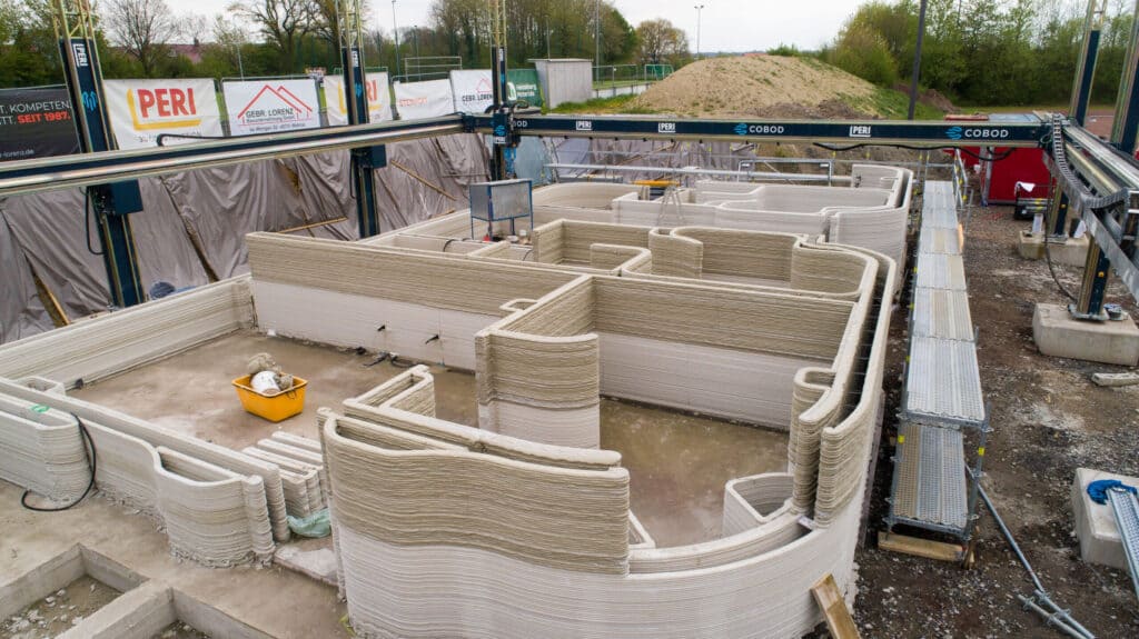 Errichten einer Betonwand mit 3D-Betondruck